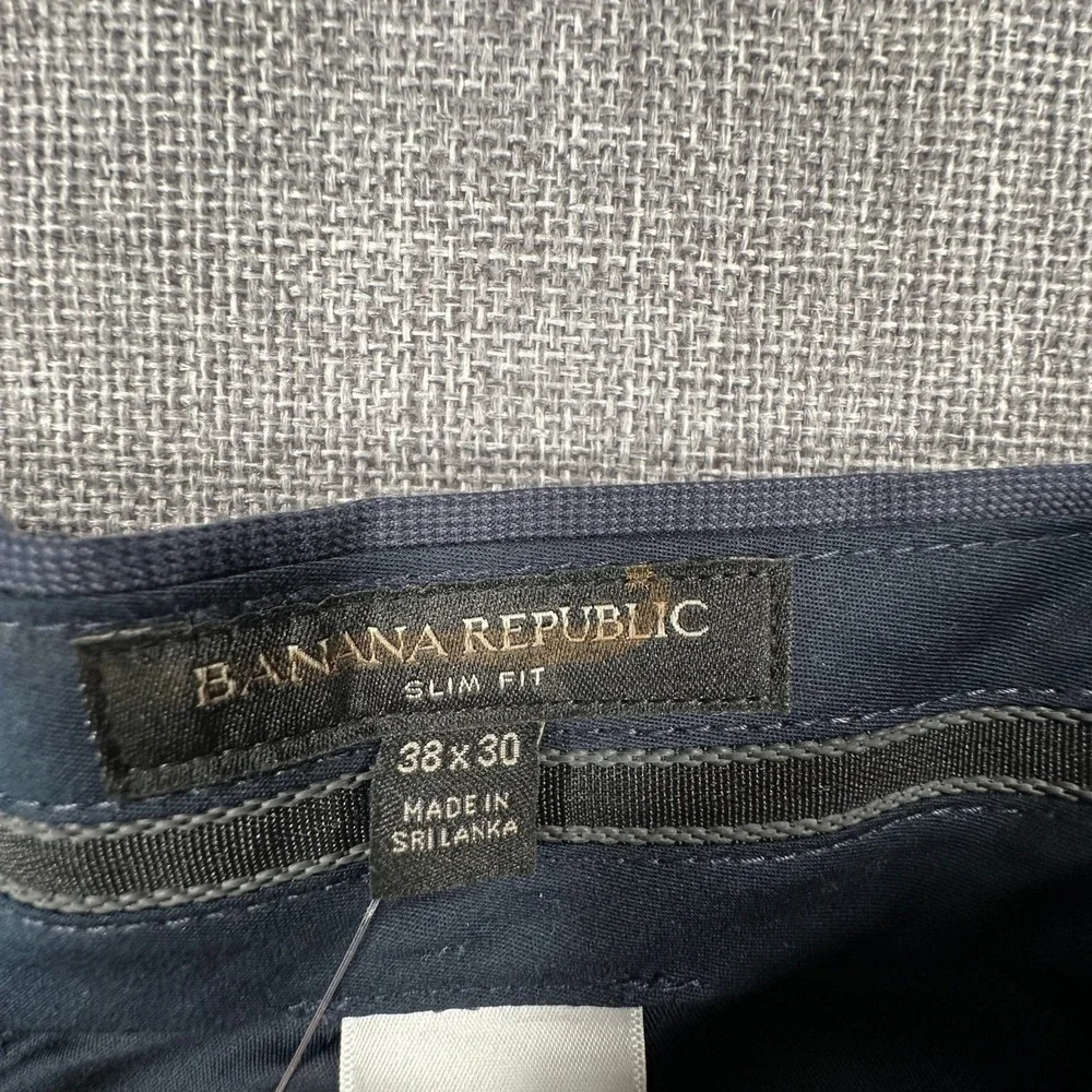 Banana Republic Slim Non-Iron Dress Pant Men 38x30 (Fits 38x29) Navy Stretch NEW
